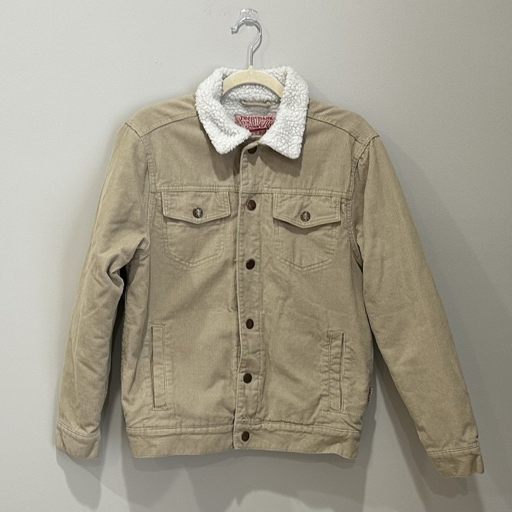 ASO Gilmore Girls Brooklyn Cloth Corduroy  Sherpa Lined Jacket Tan Small